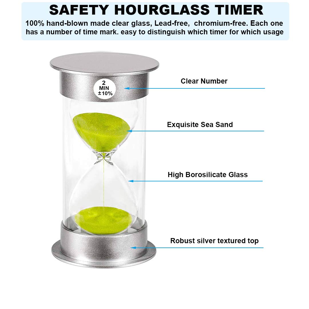 Suliao Sand Timer 2 Minute Hourglass: Unbreakable Blue Sand Clock, Large Sand Watch 2 Min, Colorful Plastic Hour Glass Sandglass